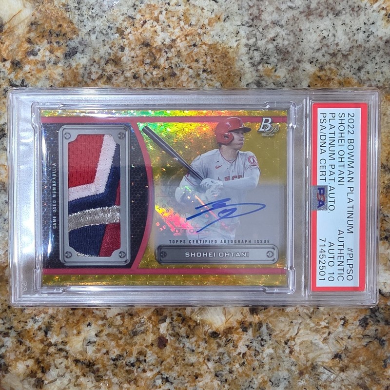2022 Bowman Platinum Shohei Ohtani Gold Foil Fractor 1/1 Auto Patch GRAIL CARD!! view 2