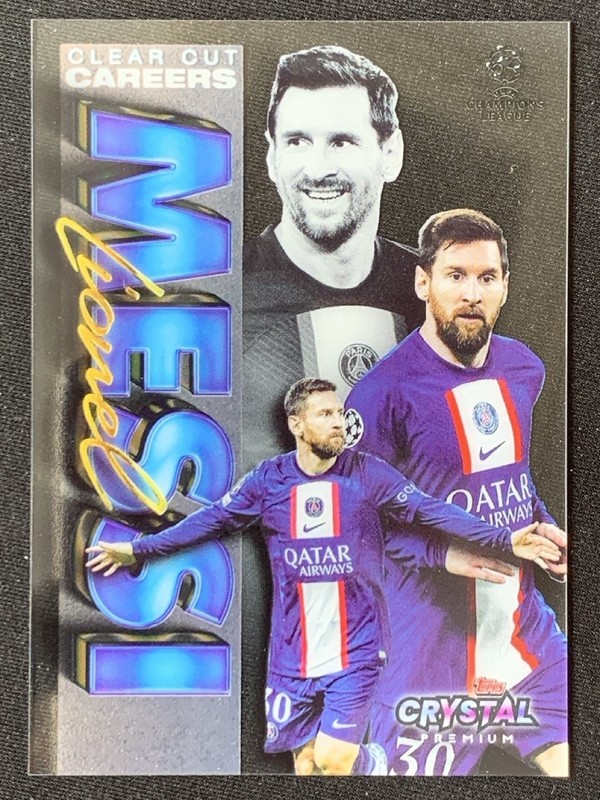 Lionel Messi 2022-23 Topps Crystal Premium UCL Clear Cut Careers Auto #LM-5