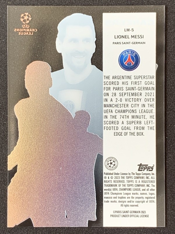 Lionel Messi 2022-23 Topps Crystal Premium UCL Clear Cut Careers Auto #LM-5 view 2