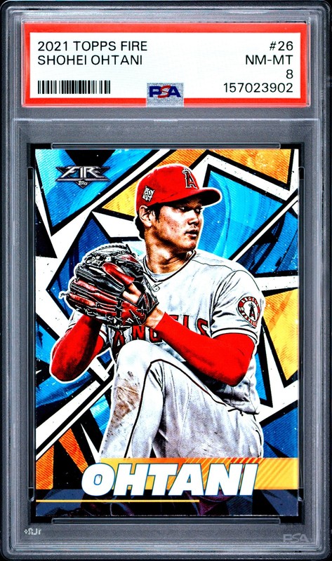 2021 TOPPS FIRE #26 SHOHEI OHTANI PSA 8