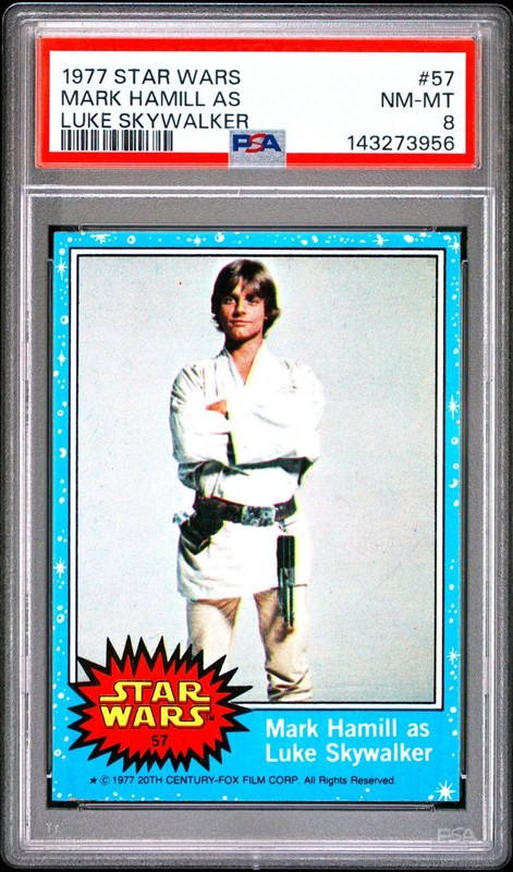 1977 TOPPS STAR WARS MARK HAMILL AS LUKE SKYWALKER #57 PSA 8