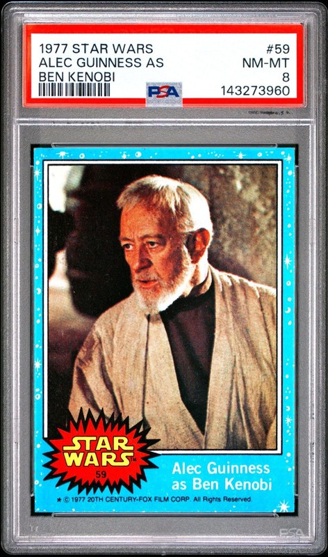 1977 TOPPS STAR WARS ALEC GUINNESS AS BEN KENOBI #59 PSA 8