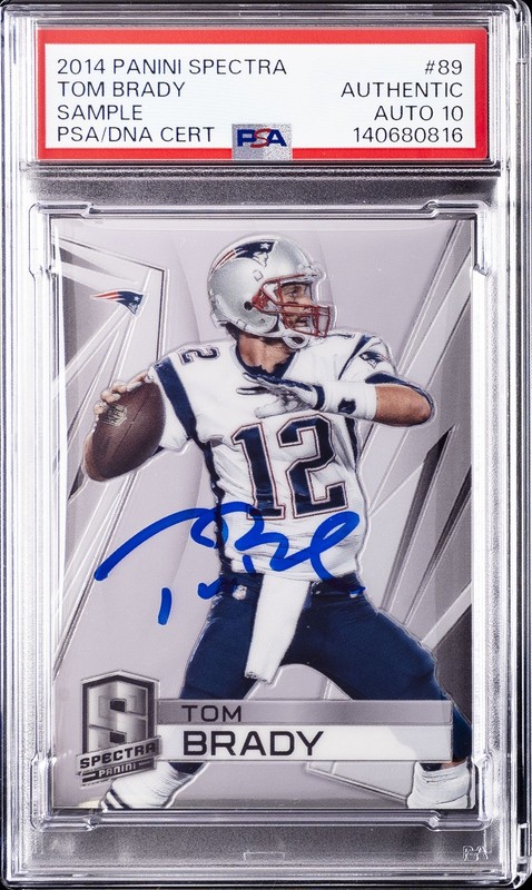 2014 PANINI SPECTRA SAMPLE #89 TOM BRADY PSA AUTHENTIC DNA AUTO 10
