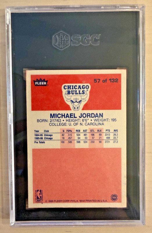 1986 MICHAEL JORDAN FLEER ROOKIE CARD #57 CHICAGO BULLS HOF ICONIC RC view 2
