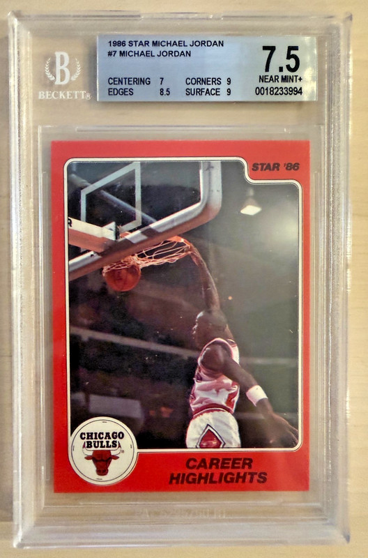 1986 Star Michael Jordan - Michael Jordan #7 (RC)  BGS 7.5, Super clean!!