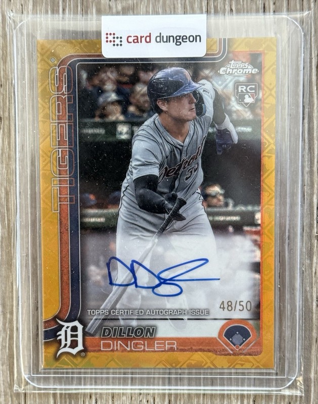 Dillon Dingler 2025 Topps Chrome #RADD Gold Refractor Auto /50 RC Detroit Tigers view 1