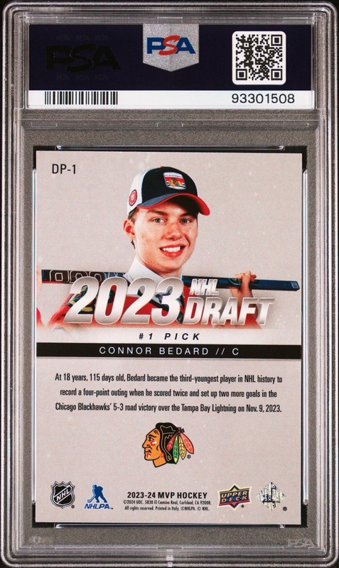 Upper Deck MVP Connor Bedard Rookie PSA 10 DP-1 2023 NHL Draft #1 Pick view 2