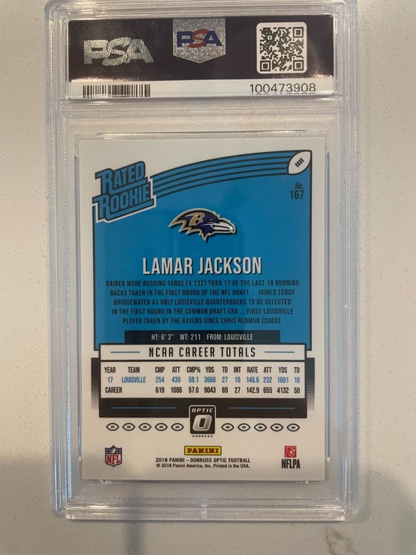 PSA 9 2018 Donruss Optic Lamar Jackson RATED ROOKIE view 2