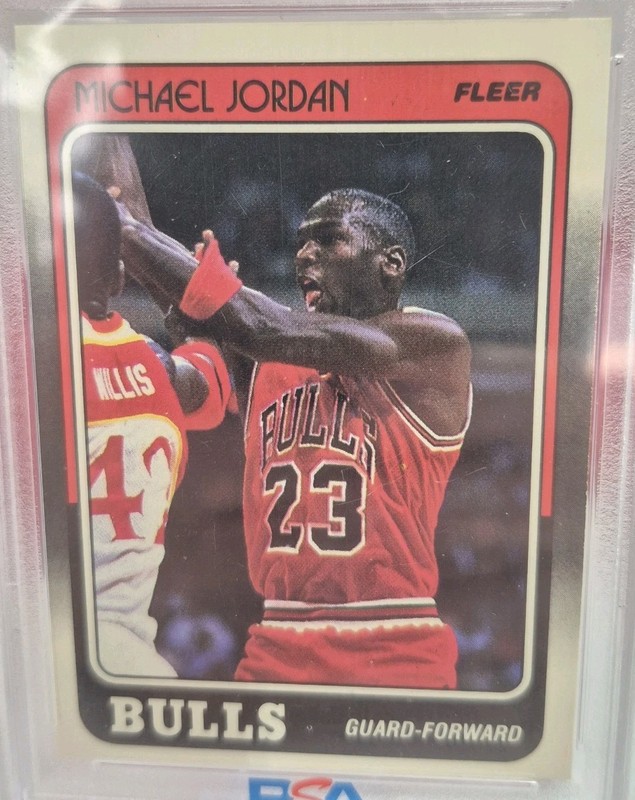88-89 FLEER MICHAEL JORDAN #17 BASKETBALL CARD PSA 7 NM, VINTAGE BULLS LEGEND  view 2