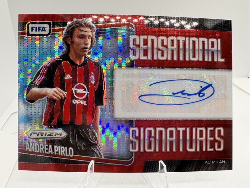 2025-26 Panini Prizm FIFA Andrea Pirlo AUTO Red Pulsar Sensational Signatures