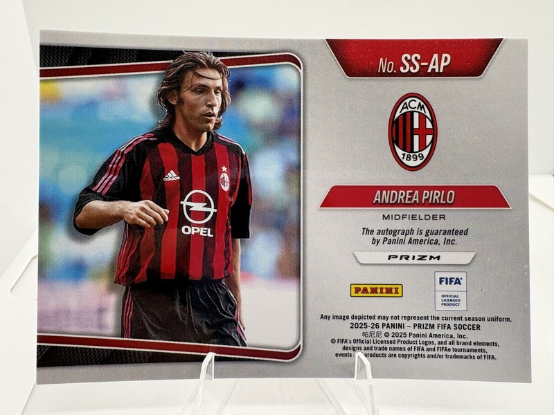 2025-26 Panini Prizm FIFA Andrea Pirlo AUTO Red Pulsar Sensational Signatures view 2