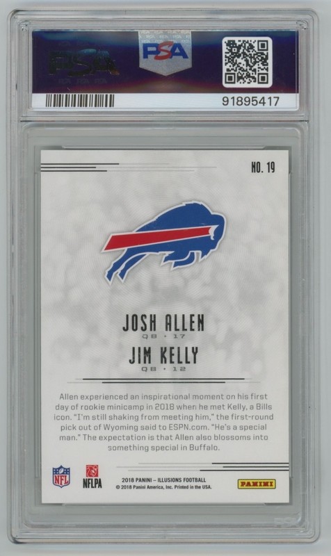2019 Panini Illusions Josh Allen RC Jim Kelly #19 PSA 8 Rookie Buffalo Bills view 2