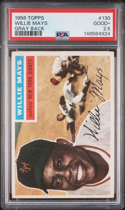 1956 TOPPS GRAY BACK #130 WILLIE MAYS PSA 2.5