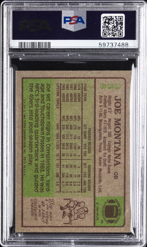 1984 TOPPS #358 JOE MONTANA PSA 9 view 2