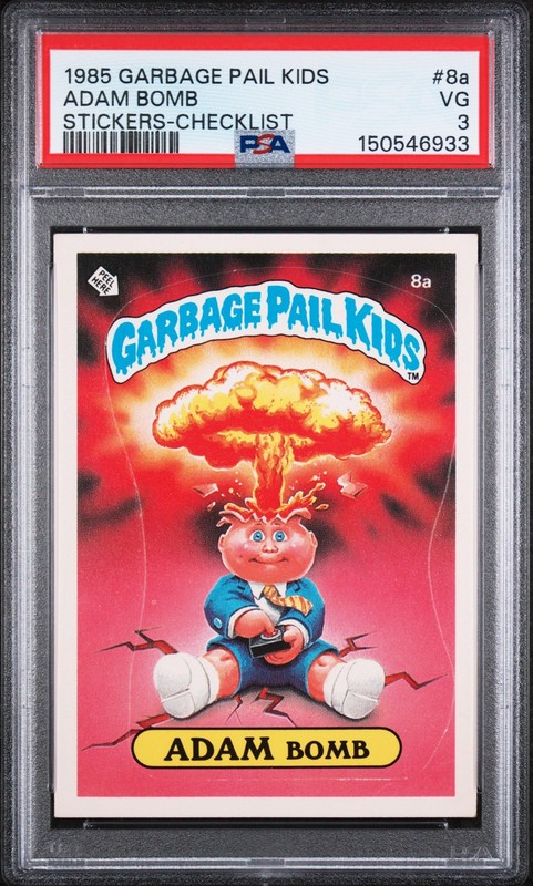 1985 GARBAGE PAIL KIDS STICKERS CHECKLIST #8A ADAM BOMB PSA 3