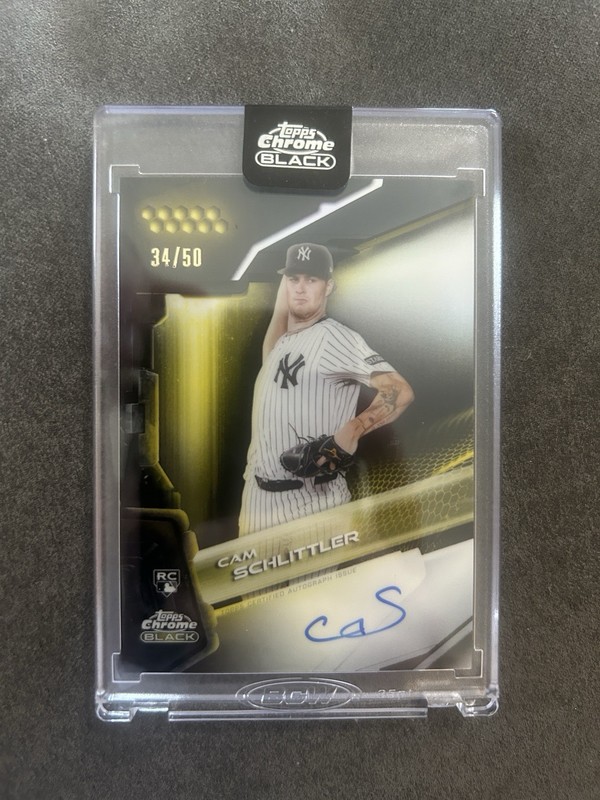 2026 Topps Chrome Black On Card Rookie Auto Cam Schlittler Gold /50 Yankees view 1