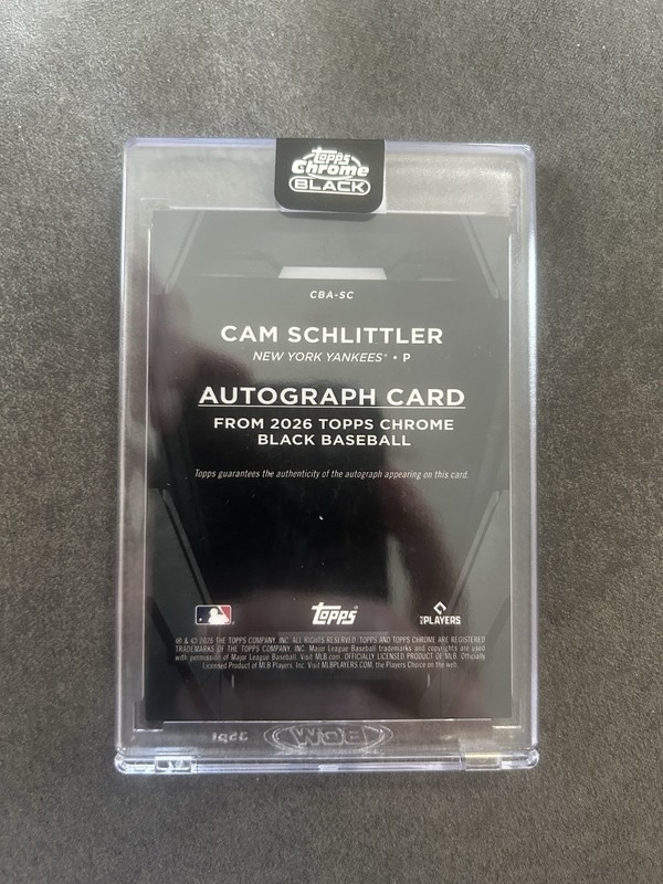 2026 Topps Chrome Black On Card Rookie Auto Cam Schlittler Gold /50 Yankees view 2