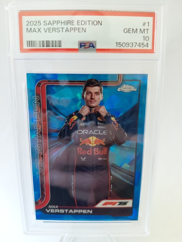2025 Topps Chrome Sapphire #1 Max Verstappen PSA 10 view 2