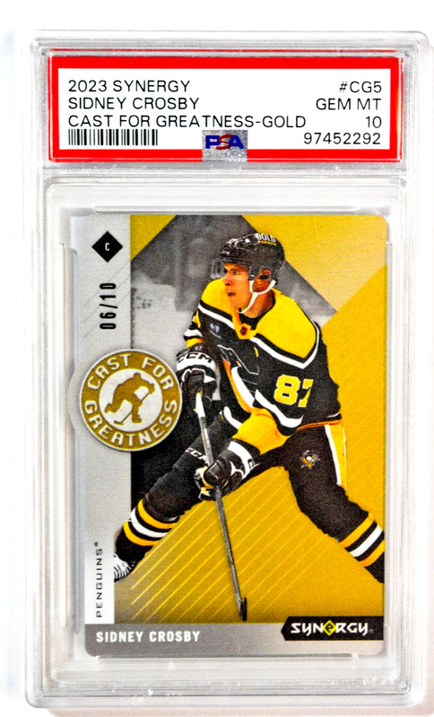 2023 Upper Deck Synergy #CG5 Sidney Crosby Greatness Gold /10 PSA 10 Penguins