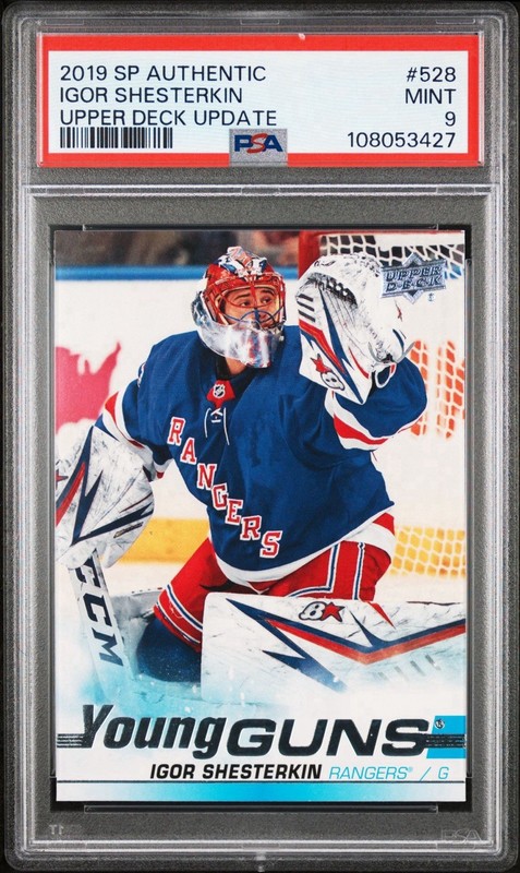 Upper Deck 2019-20 Update Young Guns Igor Shesterkin #528 Rangers RC PSA 9 view 1