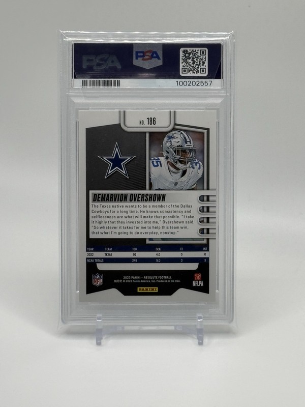 2023 Panini Absolute DEMARVION OVERSHOWN Black Galaxy Rookie #1/1 - PSA 9 view 2