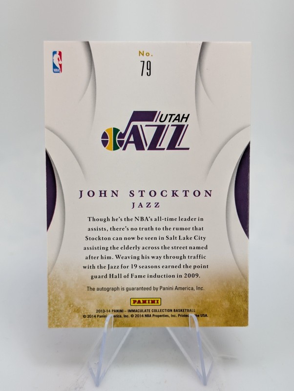 2013-14 Immaculate Collection JOHN STOCKTON Ink Auto /60 - HOF Utah Jazz view 2