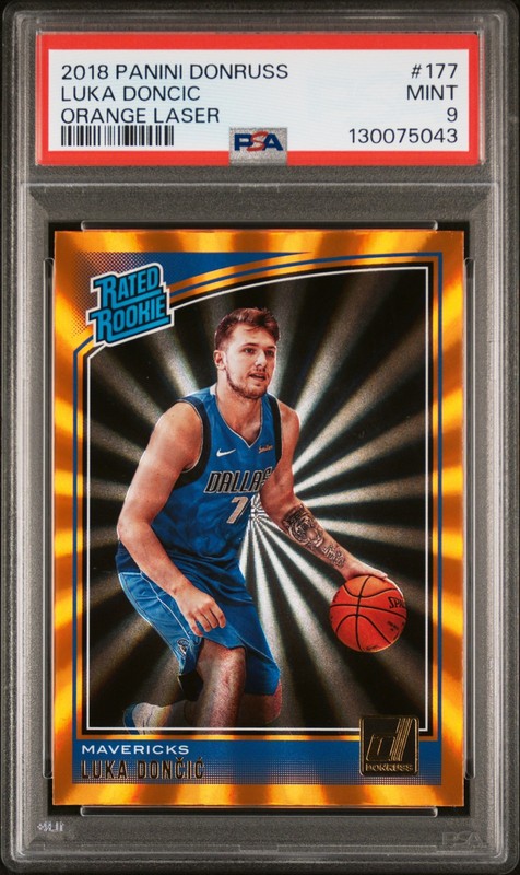 2018 PANINI DONRUSS ORANGE LASER #177 LUKA DONCIC ROOKIE RC PSA 9