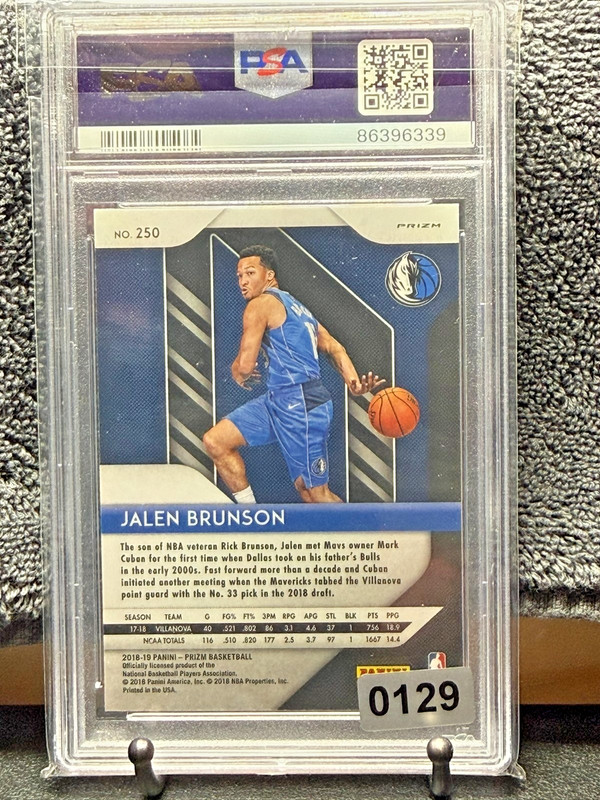 2018 Panini Prizm Jalen Brunson Pink Ice PSA 10 #250 Mavericks New York Knicks view 2
