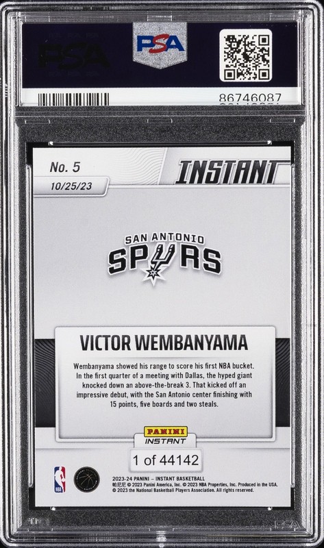 2023 PANINI INSTANT #5 VICTOR WEMBANYAMA PSA 10 view 2