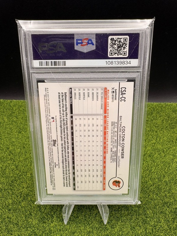 2024 Topps Chrome Sapphire Edition - Autographs Colton Cowser #CSA-CC /199 PSA 9 view 2