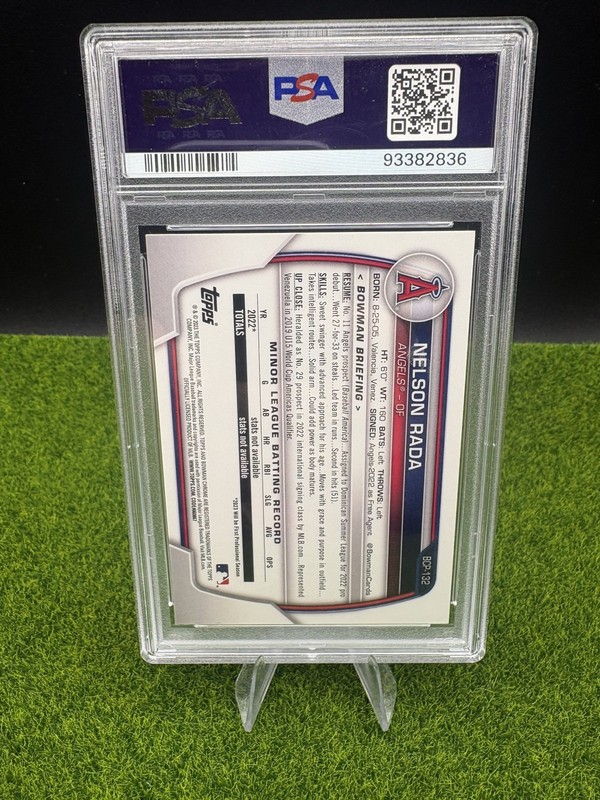 2023 Bowman - Chrome Prospects Nelson Rada #BCP-132 Pink Mojo /199 PSA 10 view 2