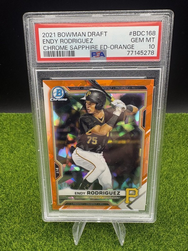 2021 Bowman Draft - Chrome Endy Rodriguez #BDC-168 Orange Refractor /25 PSA 10 view 1