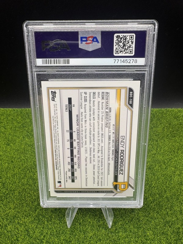 2021 Bowman Draft - Chrome Endy Rodriguez #BDC-168 Orange Refractor /25 PSA 10 view 2