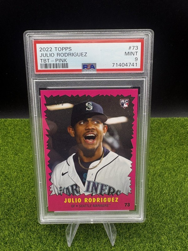 2022 Topps #TBT - 1979 The Incredible Hulk Design Julio Rodriguez Pink /5 PSA 9