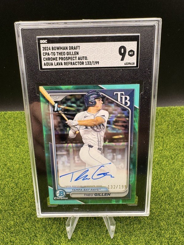 2024 Bowman Draft - Chrome Auto Theo Gillen Aqua Lava Refractor /199 SGC 9