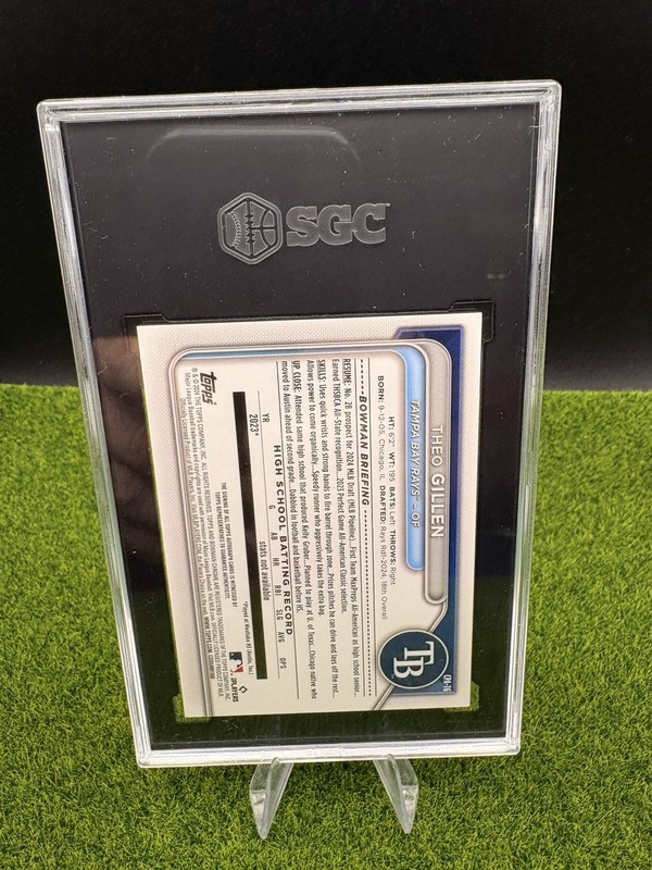 2024 Bowman Draft - Chrome Auto Theo Gillen Aqua Lava Refractor /199  SGC 9 view 2