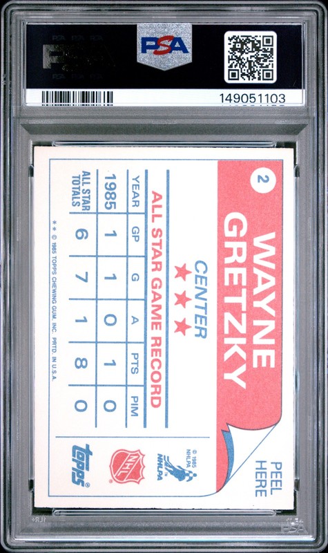 1985 TOPPS STICKERS #2 WAYNE GRETZKY PSA 9 view 2