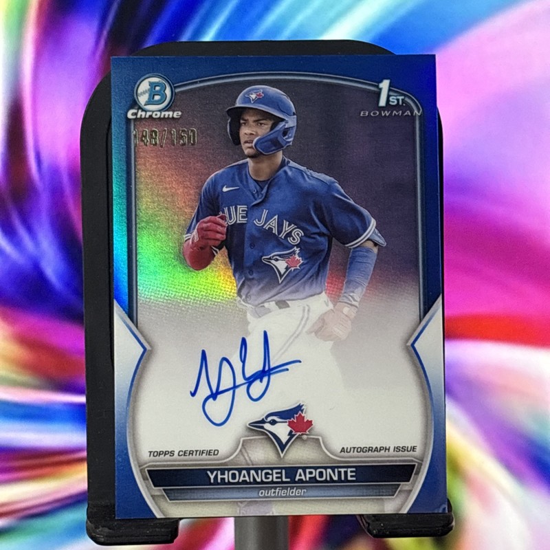 2023 Bowman Chrome 1st Yhoangel Aponte Blue Refractor Auto /150 Jays ROOKIE RC