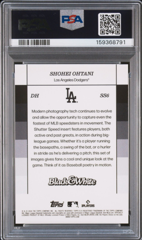 2024 TOPPS BLACK & WHITE SHUTTER SPEED SS6 ORANGE #1/5 SHOHEI OHTANI PSA 10 view 2