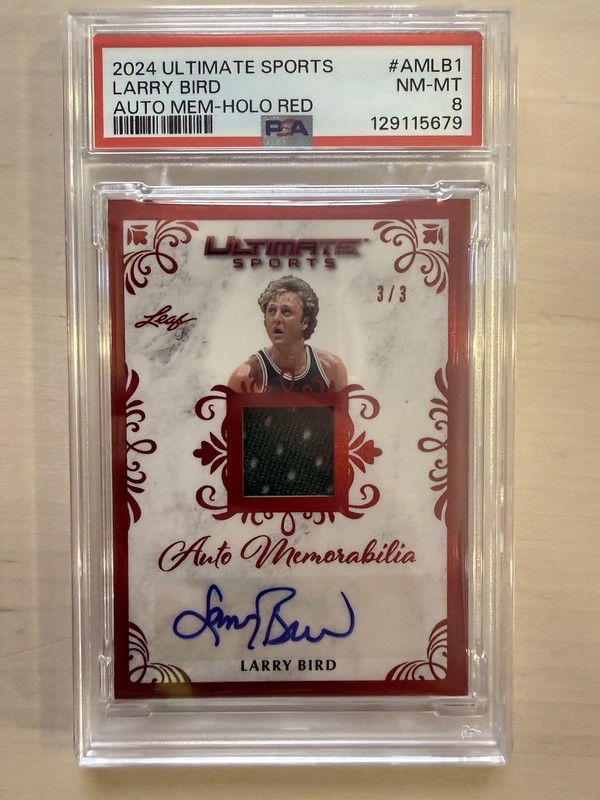 LARRY BIRD (HOF) 2024 LEAF IN THE GAME USED JERSEY AUTO /3