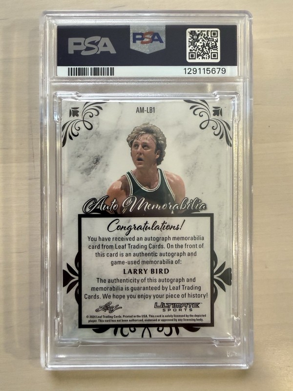 LARRY BIRD (HOF) 2024 LEAF IN THE GAME USED JERSEY AUTO /3 view 2