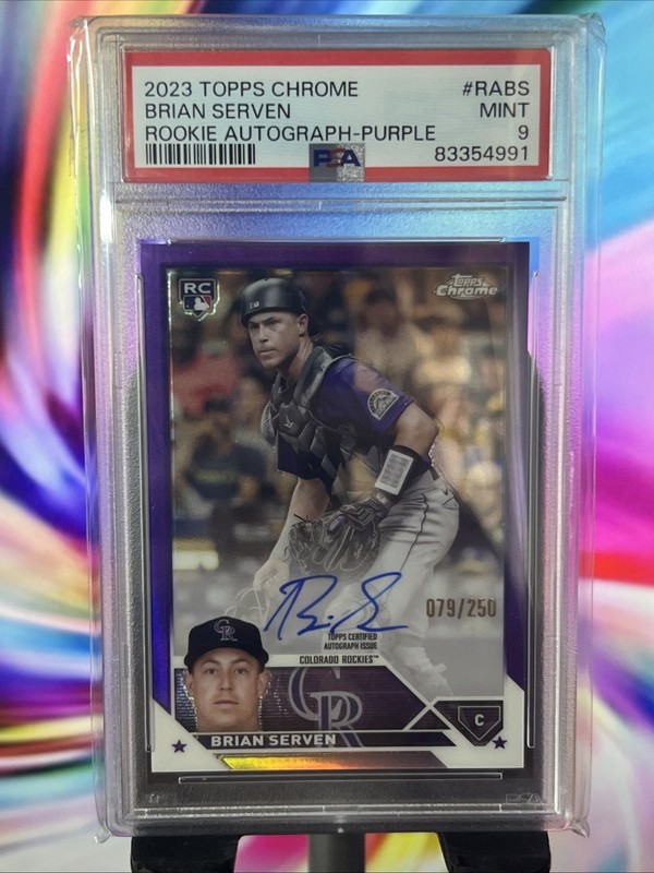 2023 Topps Chrome - Brian Serven (RC) - Purple Auto /250 PSA 9 - Rockies