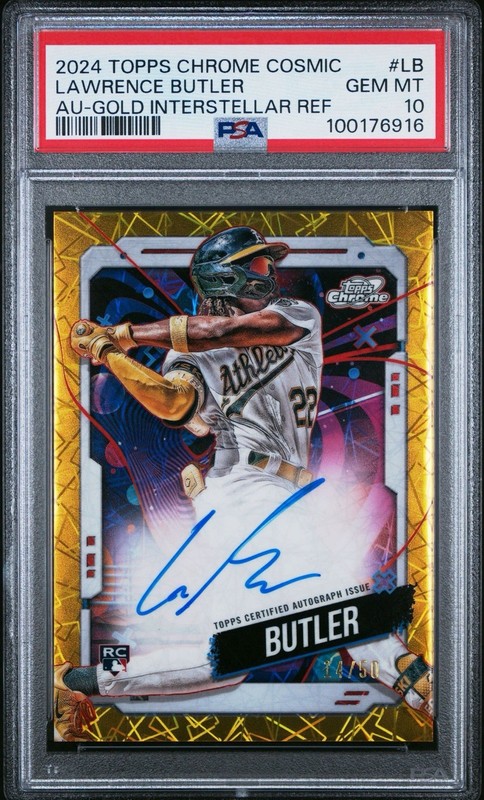 2024 Topps Chrome Cosmic Lawrence Butler | GOLD INTERSTELLAR Auto /50 PSA 10 🔥
