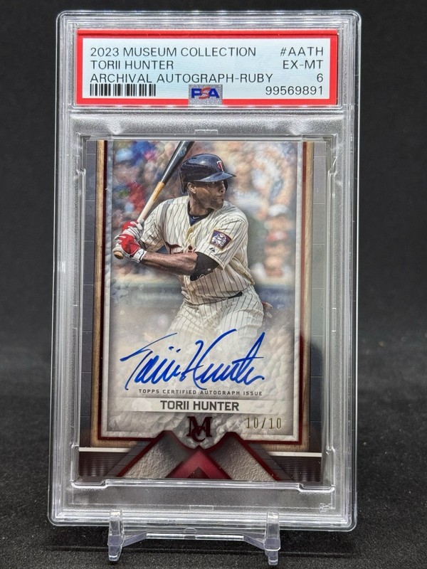 Torii Hunter #AA-TH 2023 Topps Museum Collection Archival Ruby Auto 10/10 PSA 6