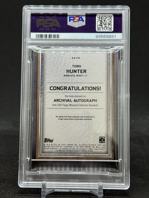 Torii Hunter #AA-TH 2023 Topps Museum Collection Archival Ruby Auto 10/10 PSA 6 view 2