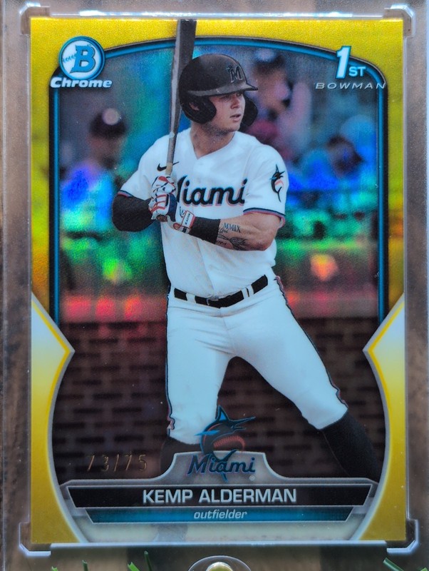 2023 Kemp Alderman Bowman Chrome Yellow Refractor Rc /75 #BDC-123