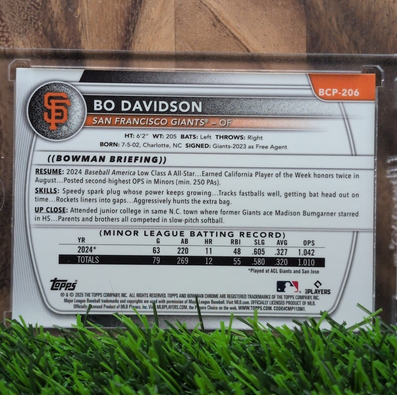 2024 Bowman Chrome Bowman Bo Davidson Pulsar /399 RC Giants view 2