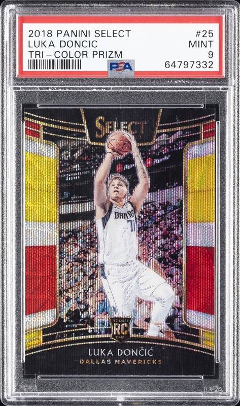 2018 PANINI SELECT TRI-COLOR PRIZM #25 LUKA DONCIC ROOKIE RC PSA 9