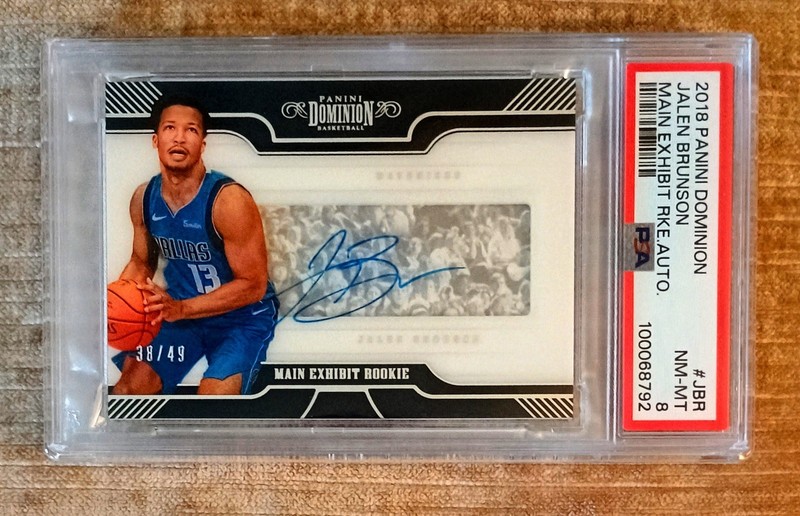 JALEN BRUNSON 2018-19 Dominion RC AUTO *RARE* #/49 PSA Graded 8 KNICKS AUTOGRAPH