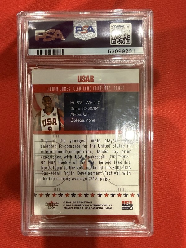 2004 Fleet Skybox LeBron James USA Basketball #USAB PSA MINT 9🔥🔥 view 2